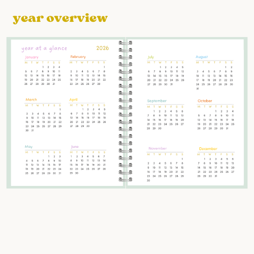 2026 calendar with a year overview layout on a white background