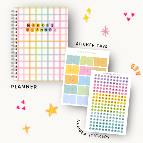 Customisable Kids Planner - 6 months Undated Rainbow Striped