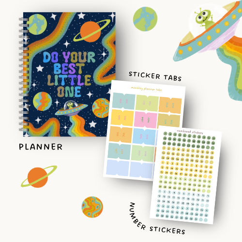 Space theme Kids Planner - 6 months Undated
