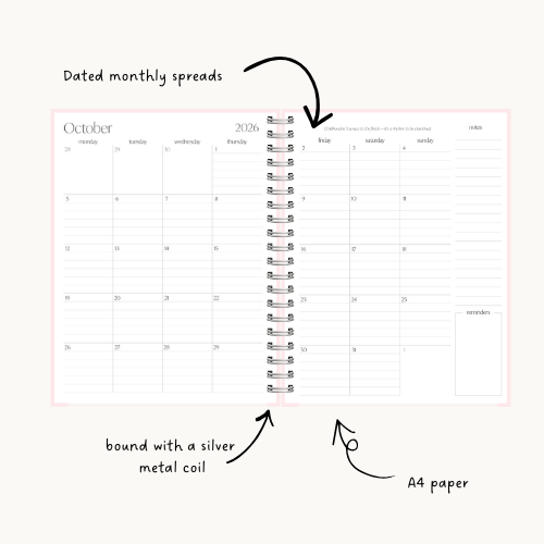 Dated Homeschool Planner (2026) - Pink